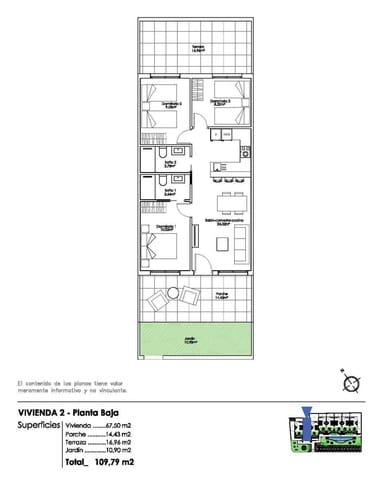 3 sypialnia Bungalow na sprzedaż w Pilar de la Horadada z basenem - 270 000 € (Ref: 9531647)