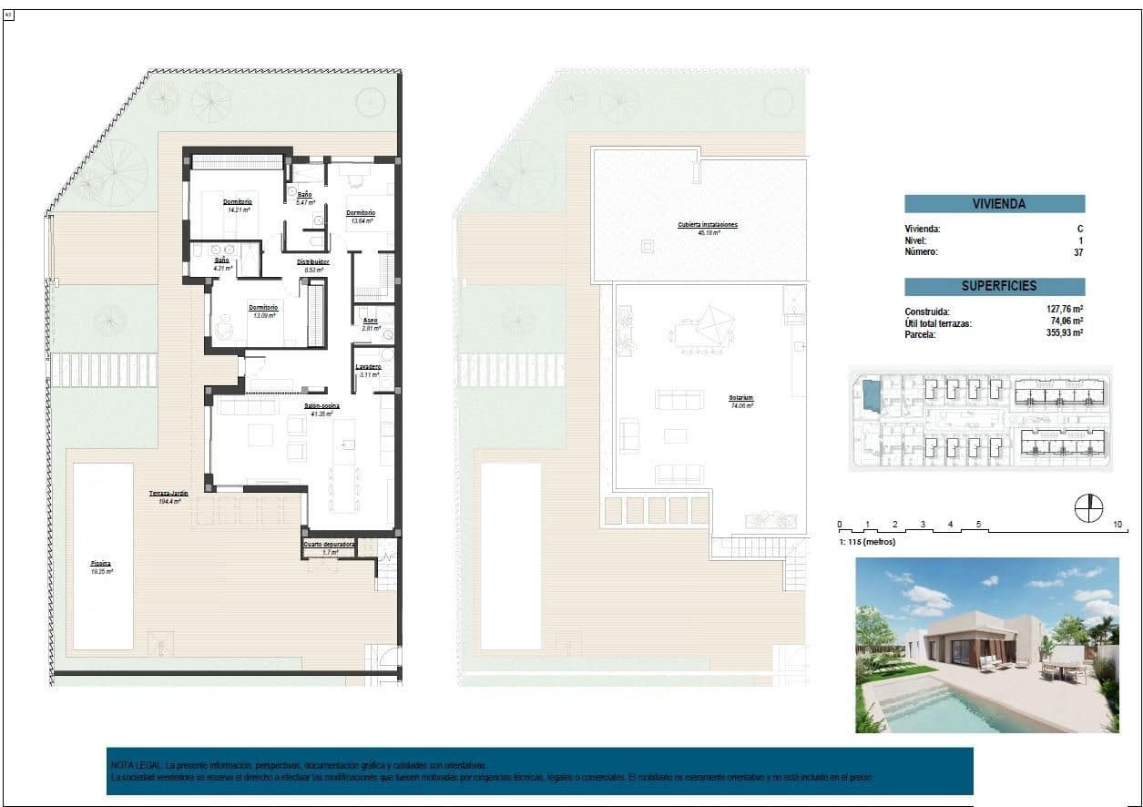 Chalet de 3 habitaciones en Los Alcázares en venta con piscina - 599.000 € (Ref: 9531664)
