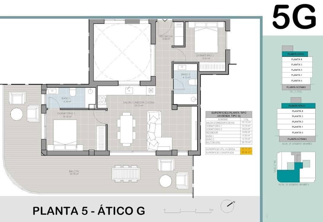 Ático de 2 habitaciones en Torrevieja en venta con piscina - 350.000 € (Ref: 9531781)
