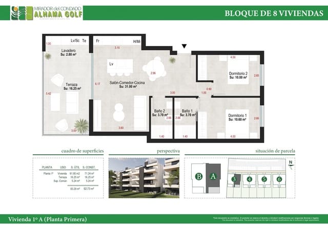 2 soverom Leilighet til salgs i Condado de Alhama, Alhama de Murcia med svømmebasseng - € 225 000 (Ref: 9747923)