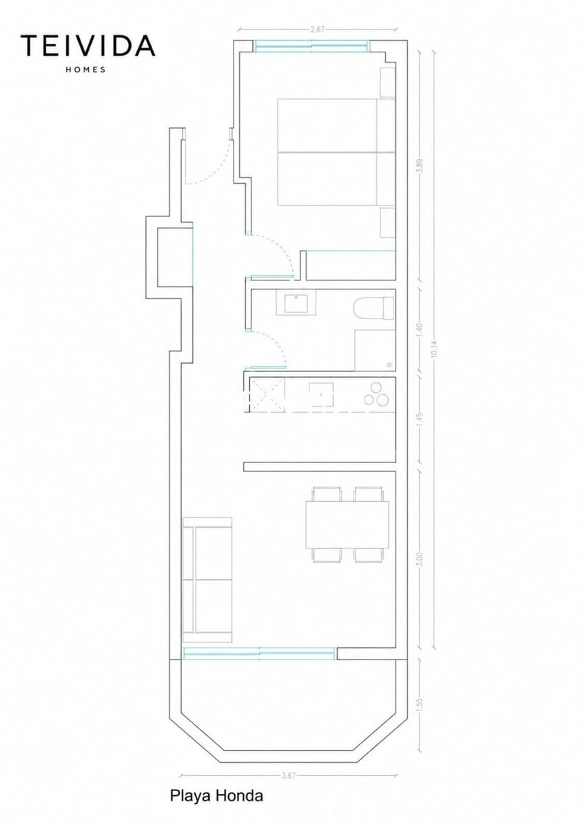2 quarto Apartamento para arrendar em Playa de las Americas com piscina - 1 700 € (Ref: 9924920)