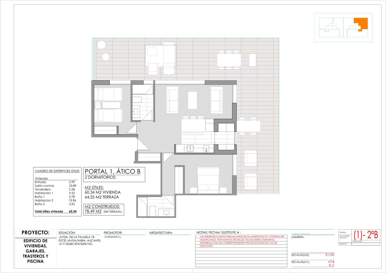 2 makuuhuone Ranta-asunto myytävänä paikassa Javea / Xabia mukana uima-altaan 
autotalli - 495 000 € (Ref: 9609520)