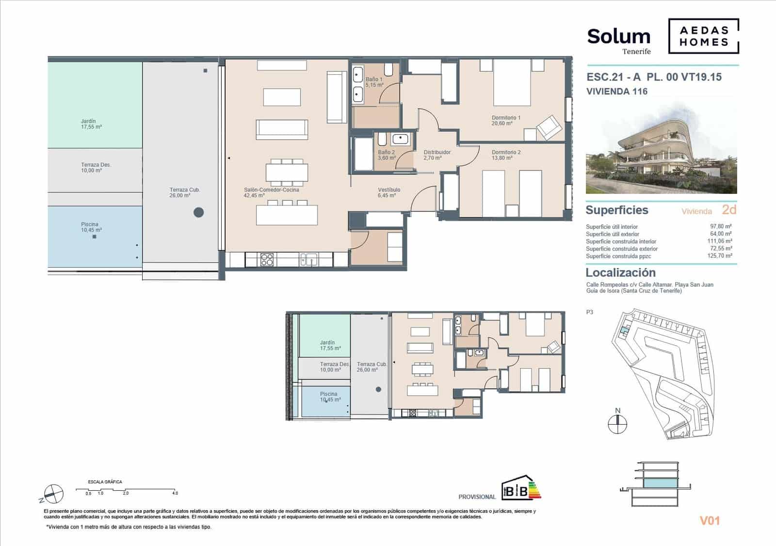 Apartamento de 3 habitaciones en Playa San Juan en venta con piscina - 987.000 € (Ref: 9695351)