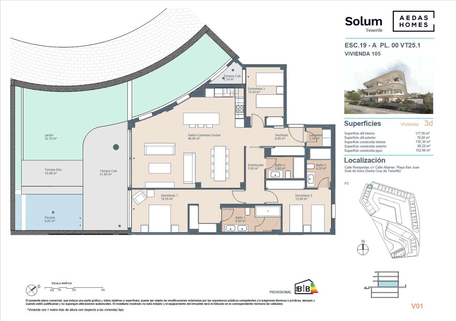 Apartamento de 3 habitaciones en Playa San Juan en venta con piscina - 987.000 € (Ref: 9695351)