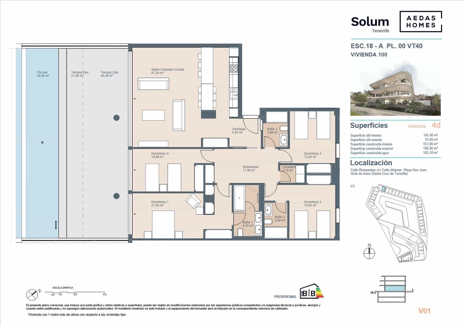 Apartamento de 3 habitaciones en Playa San Juan en venta con piscina - 987.000 € (Ref: 9695351)
