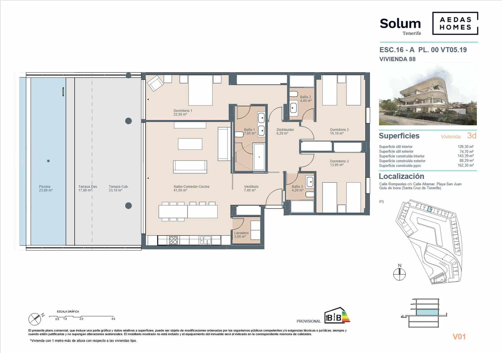 Apartamento de 3 habitaciones en Playa San Juan en venta con piscina - 987.000 € (Ref: 9695351)