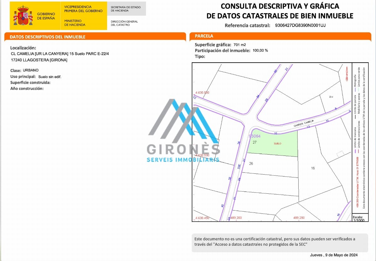 Area Edificabile in vendita in Llagostera - 72.000 € (Rif: 9890777)