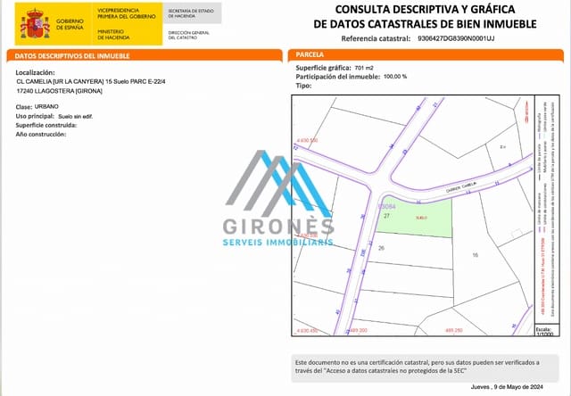 Byggegrund til salg i Llagostera - € 72.000 (Ref: 9890777)