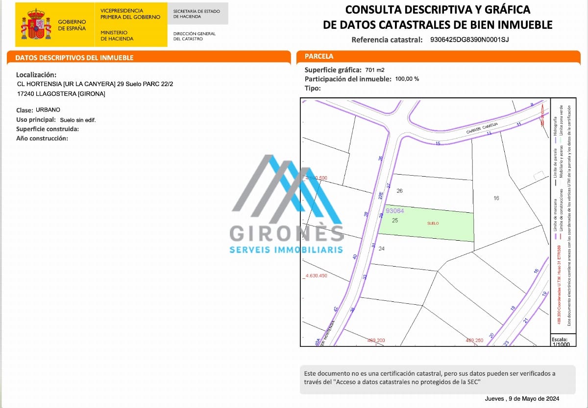 Area Edificabile in vendita in Llagostera - 72.000 € (Rif: 9890777)