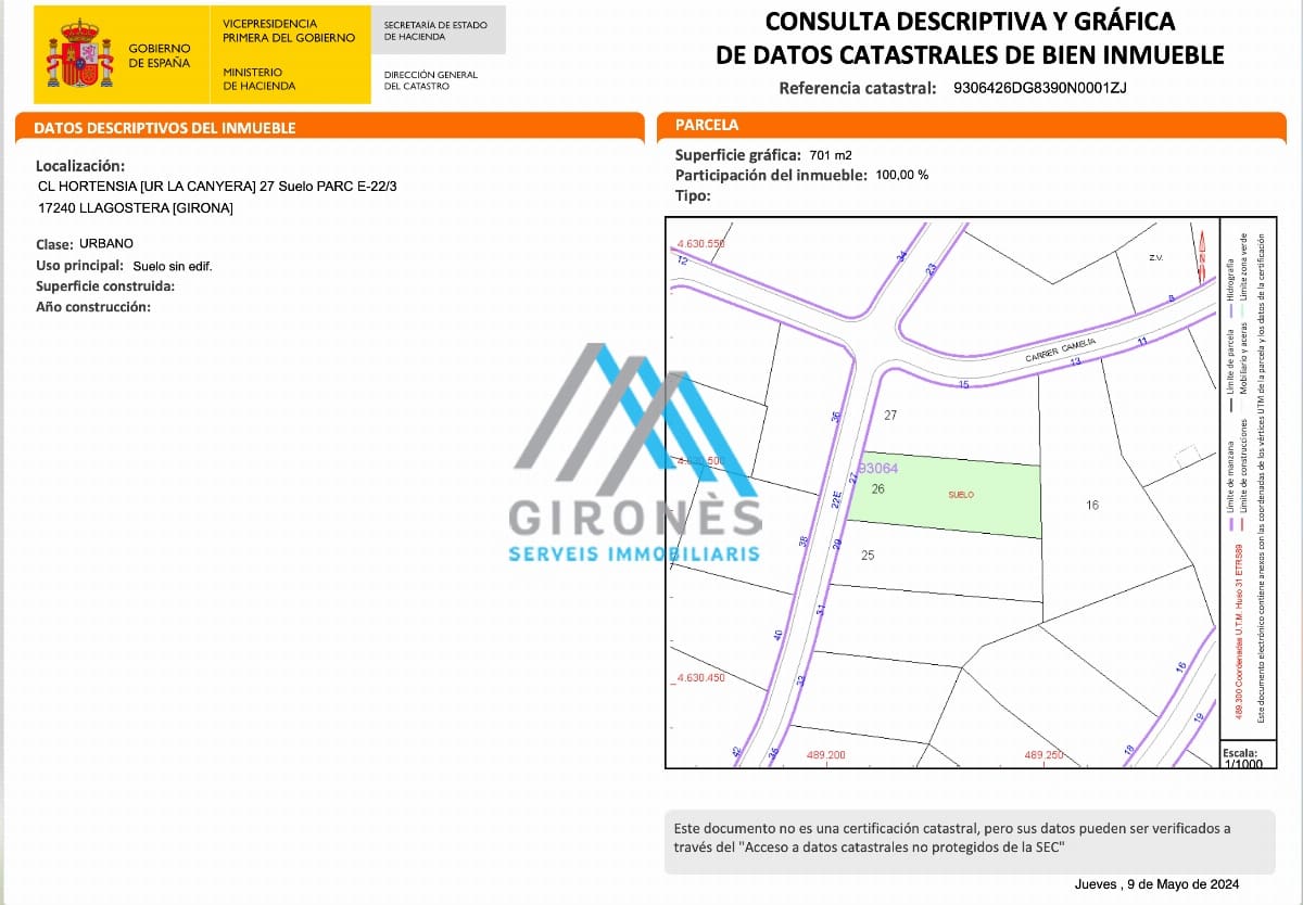 Byggegrund til salg i Llagostera - € 150.000 (Ref: 9890791)