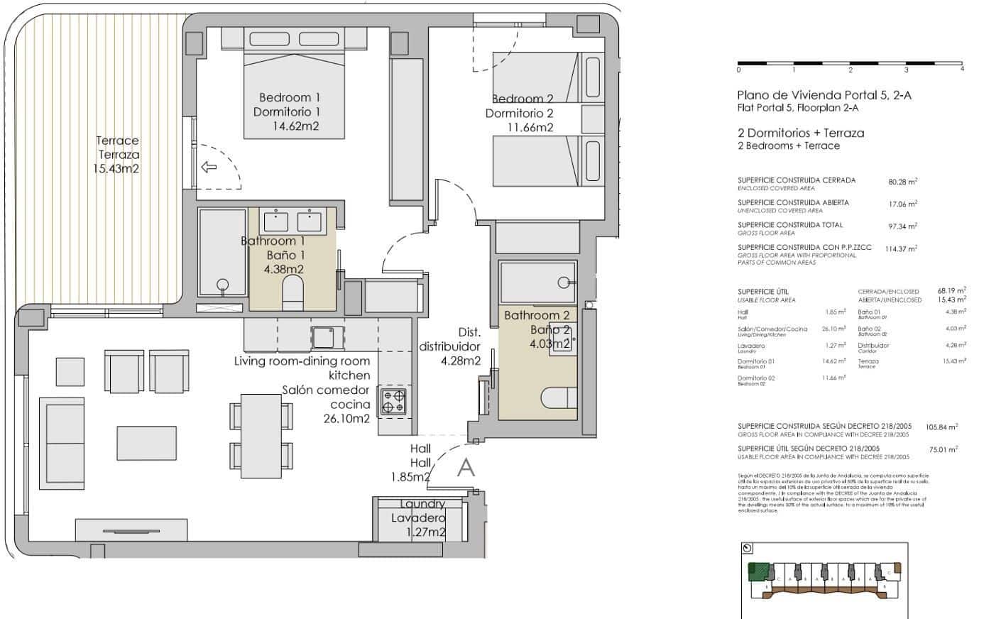 Piso de 2 habitaciones en Torre del Mar en venta con piscina garaje - 378.000 € (Ref: 10121145)