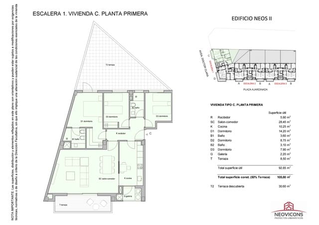 3 makuuhuone Asunto myytävänä paikassa Centro, Castelló de la Plana mukana 
autotalli - 293 000 € (Ref: 9672725)