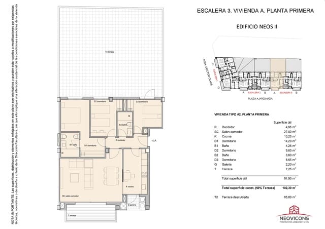 3 makuuhuone Asunto myytävänä paikassa Centro, Castelló de la Plana mukana 
autotalli - 296 000 € (Ref: 9672756)