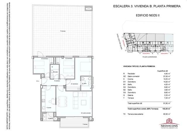 3 quarto Apartamento para venda em Centro, Castelló de la Plana com garagem - 296 000 € (Ref: 9672760)
