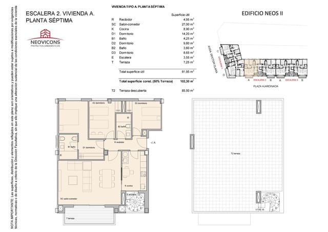 3 Zimmer Penthouse zu verkaufen in Centro, Castelló de la Plana mit Garage - 340.000 € (Ref: 9819104)