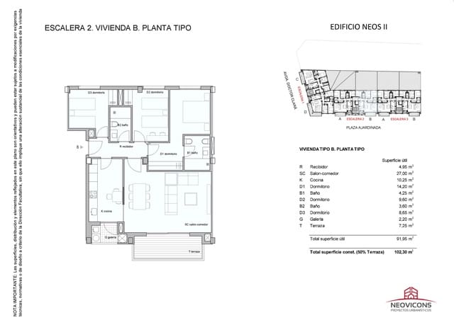 3 chambre Appartement à vendre à Centro, Castelló de la Plana avec garage - 280 000 € (Ref: 9858847)