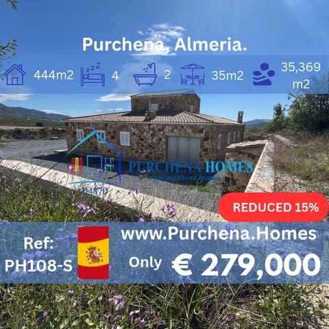 4 soverom Finca/Herregård til salgs i Purchena med svømmebasseng garasje - € 279 000 (Ref: 9836851)