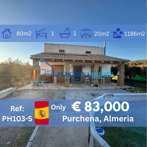 1 sypialnia Finka/Dom wiejski na sprzedaż w Purchena z basenem - 83 000 € (Ref: 9836856)