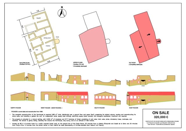 Rudere in vendita in Cruïlles Monells i Sant Sadurní de I'Heura - 320.000 € (Rif: 9734229)