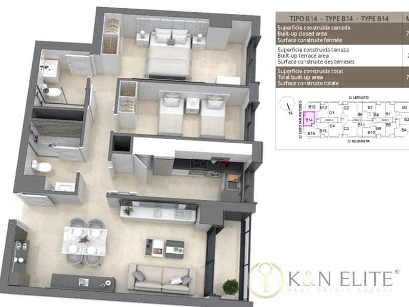 2 slaapkamer Flat te koop in Castello de la Plana met garage - € 206.650 (Ref: 9849481)