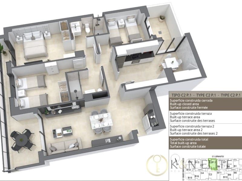 2 slaapkamer Flat te koop in Castello de la Plana met garage - € 206.650 (Ref: 9849481)