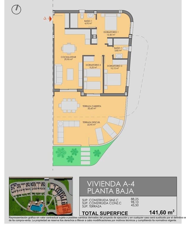 3 bedroom Apartment for sale in Los Alcazares with pool - € 358,900 (Ref: 9782442)