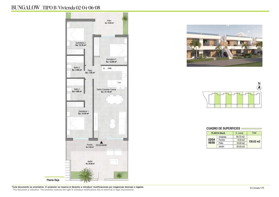 3 makuuhuone Bungalow myytävänä paikassa Condado de Alhama mukana uima-altaan - 222 900 € (Ref: 9816137)
