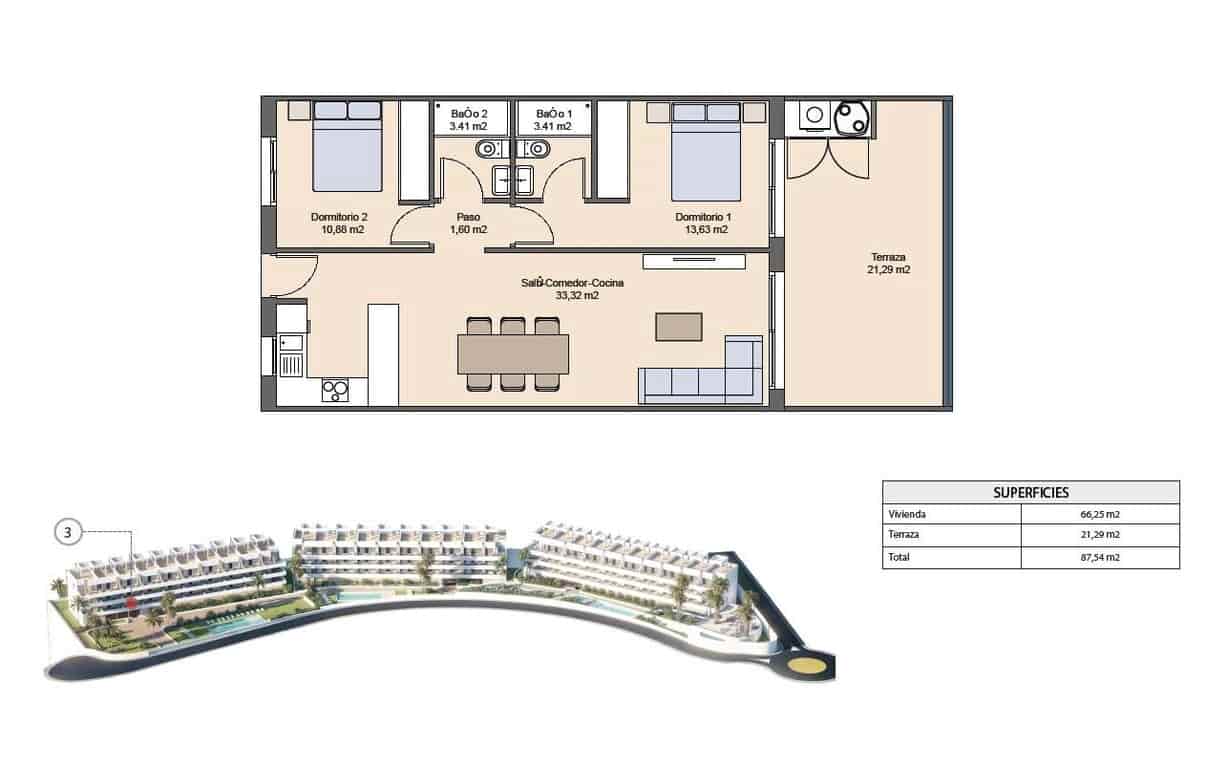 2 makuuhuone Huoneisto myytävänä paikassa Finestrat mukana uima-altaan - 309 900 € (Ref: 9816139)