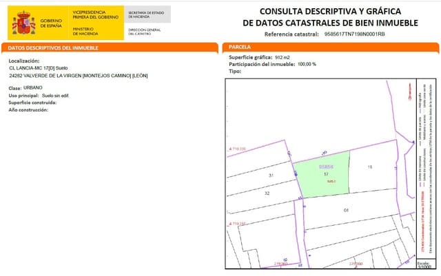 Building Plot for sale in Valverde de la Virgen - € 190,000 (Ref: 10020028)