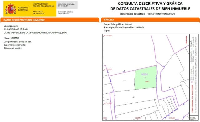 Building Plot for sale in Valverde de la Virgen - € 190,000 (Ref: 10020028)