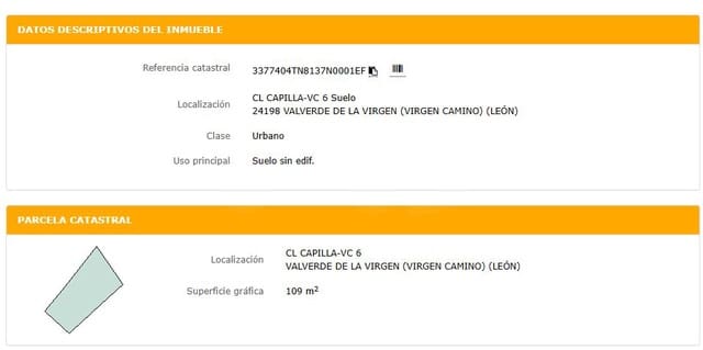 Building Plot for sale in Valverde de la Virgen - € 39,900 (Ref: 10020036)