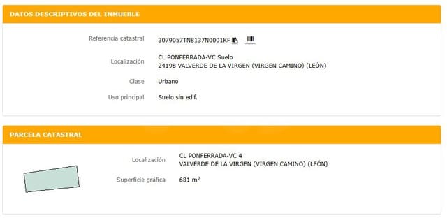 Building Plot for sale in Valverde de la Virgen - € 120,000 (Ref: 10020051)