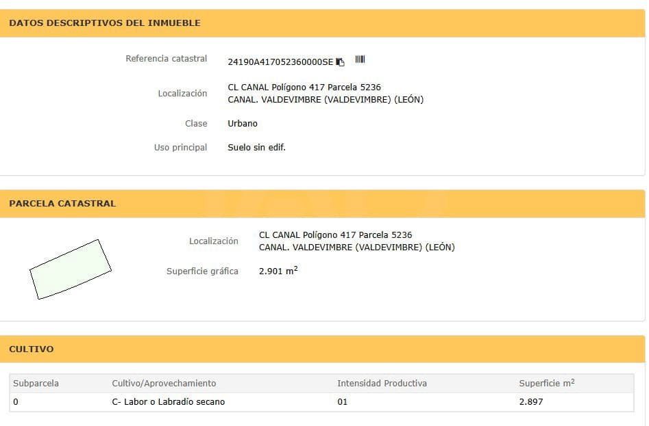 Solar/Parcela en Valdevimbre en venta - 30.000 € (Ref: 10023300)