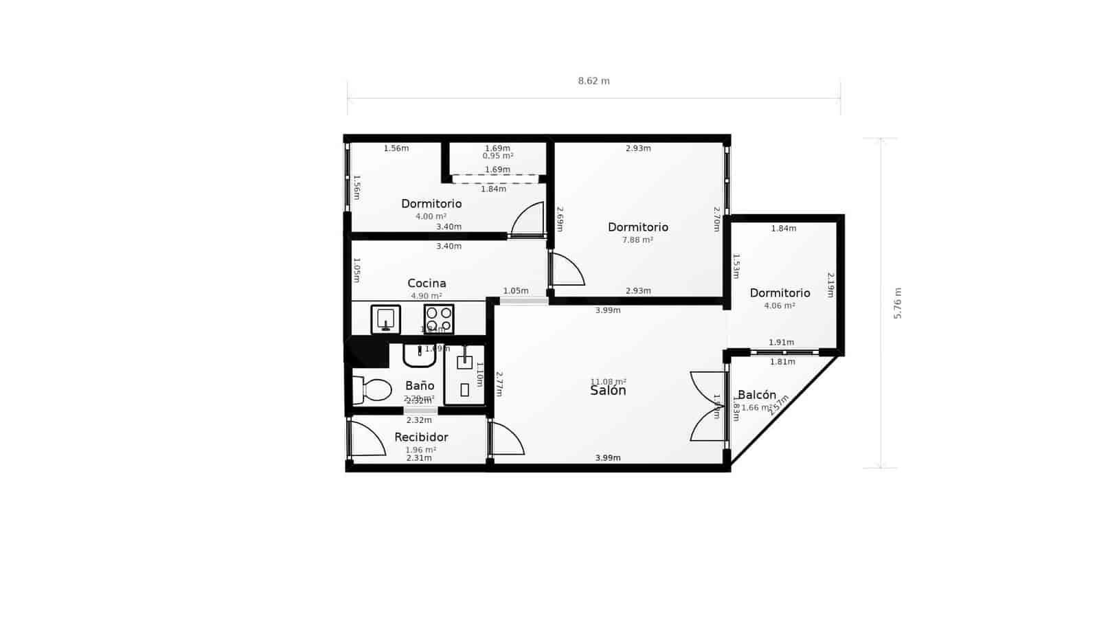 2 Zimmer Apartment zu verkaufen in L'Hospitalet de Llobregat - 190.000 € (Ref: 10050523)