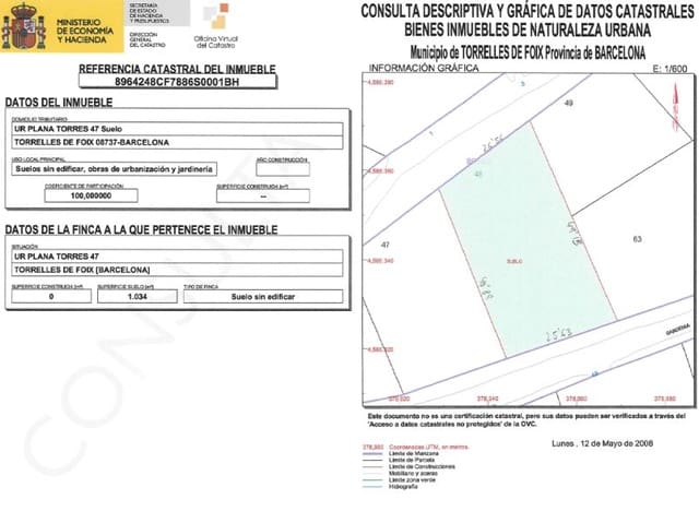 Bauplatz zu verkaufen in Torrelles de Foix - 37.000 € (Ref: 10055345)