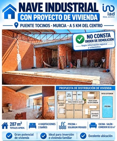 4 makuuhuone Kaupallinen myytävänä paikassa Puente Tocinos, Murcia kaupunki - 124 900 € (Ref: 10148236)