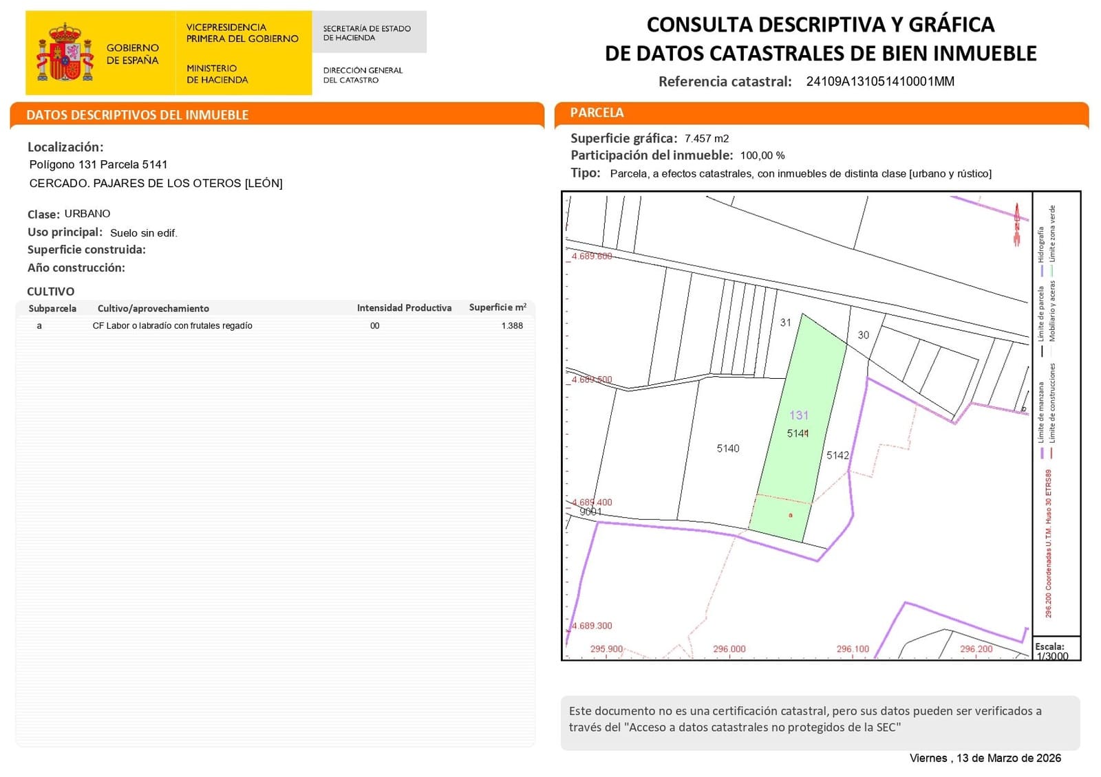 Building Plot for sale in Pajares de los Oteros - € 14,800 (Ref: 10160295)