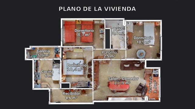3 slaapkamer Appartement te koop in Alipark, Alicante stad met zwembad - € 205.000 (Ref: 10164956)