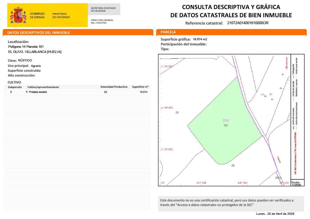 Rakentamaton maa myytävänä paikassa Huelva kaupunki - 110 500 € (Ref: 9987494)