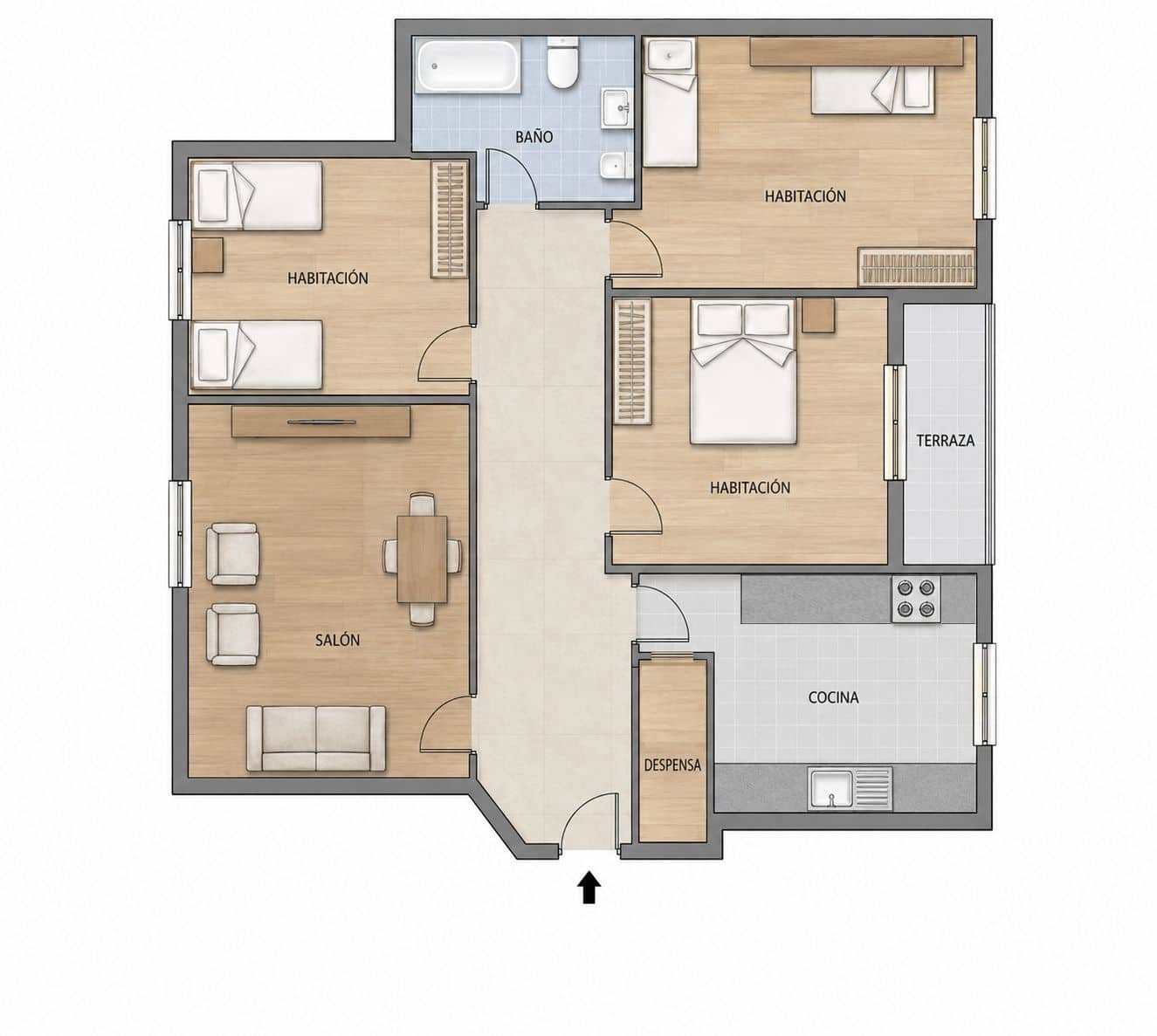 3 soverom Leilighet til leie i Leon by - € 650 (Ref: 9987941)