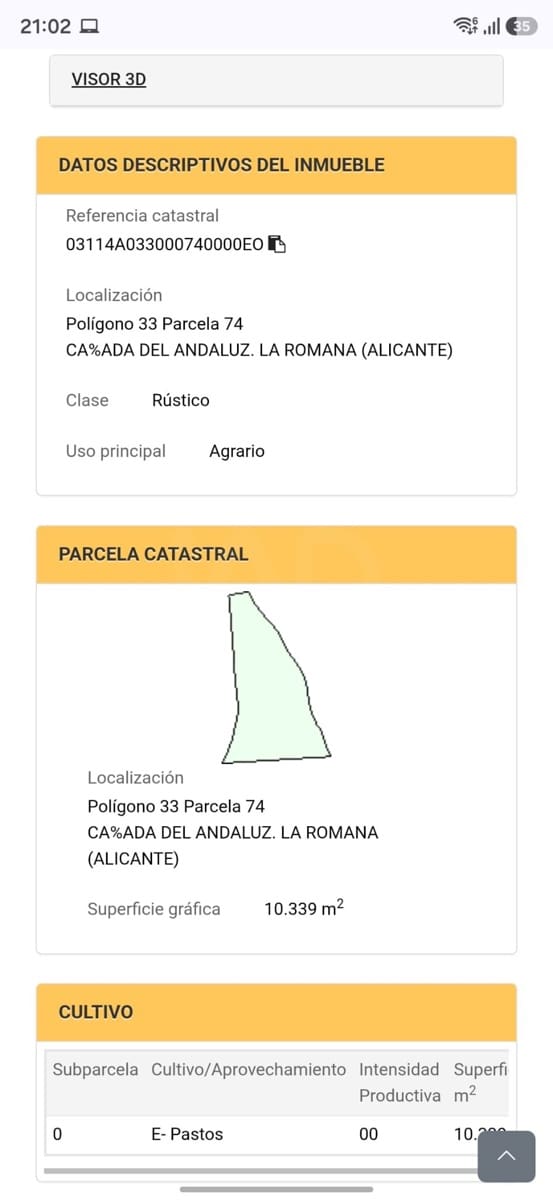 Mark till salu i Alicante stad - 53 000 € (Ref: 9987959)