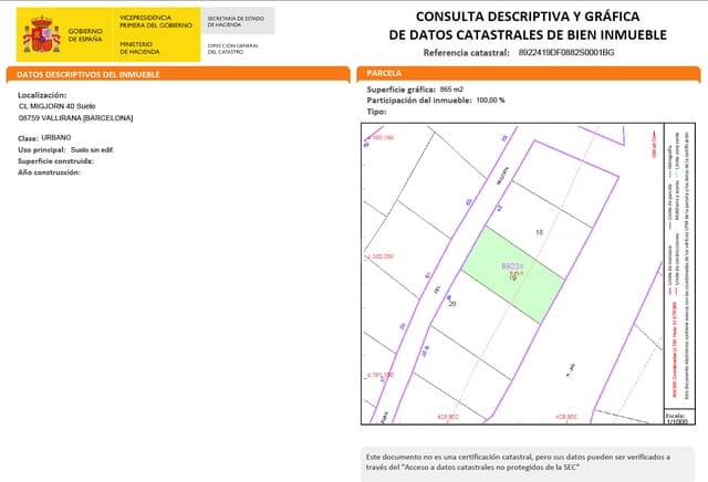 Ubebygd land til salgs i Barcelona by - € 65 000 (Ref: 9991344)