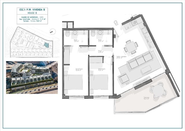 2 slaapkamer Appartement te koop in El Hornillo, Aguilas met zwembad - € 267.000 (Ref: 9883470)