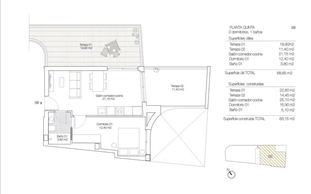 1 sypialnia Penthouse na sprzedaż w Playa de los Locos, Torrevieja z basenem - 399 000 € (Ref: 9968422)
