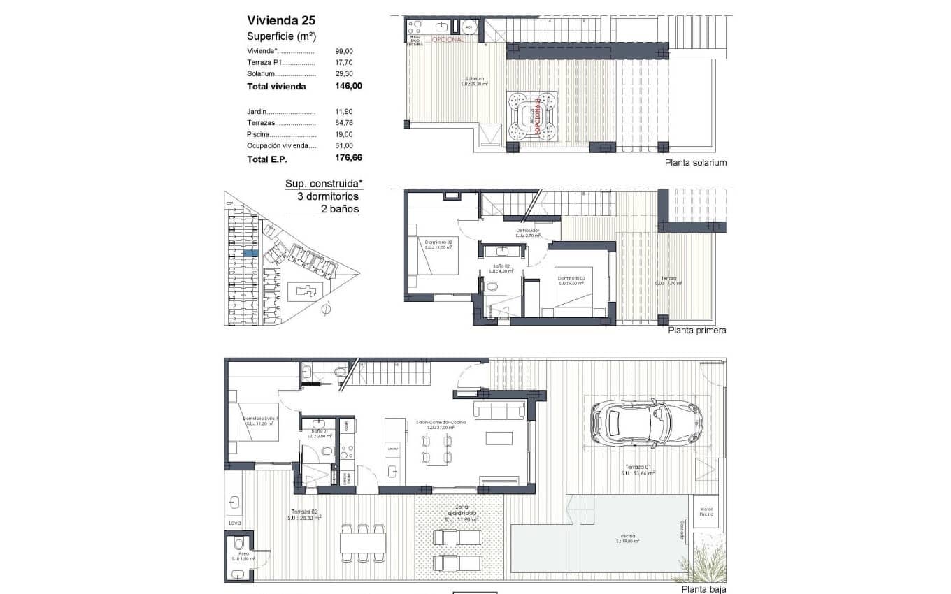 3 slaapkamer Halfvrijstaande villa te koop in Los Alcazares met zwembad garage - € 469.000 (Ref: 9968428)