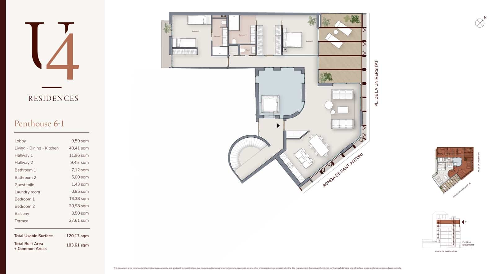 2 bedroom Penthouse for sale in Barcelona city - € 2,355,000 (Ref: 9860748)