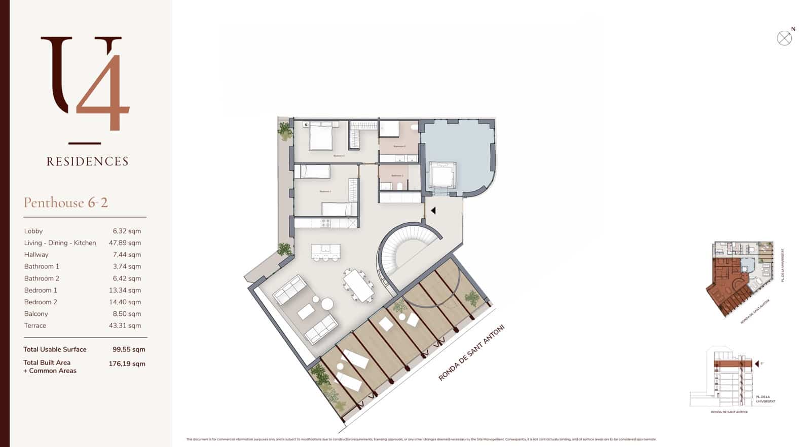 2 bedroom Penthouse for sale in Barcelona city - € 2,210,000 (Ref: 9860752)