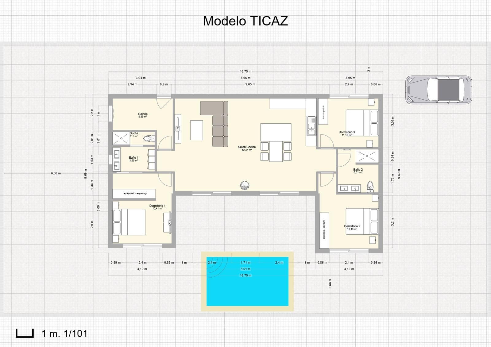 3 bedroom Townhouse for sale in Aspe with pool garage - € 287,925 (Ref: 10163805)