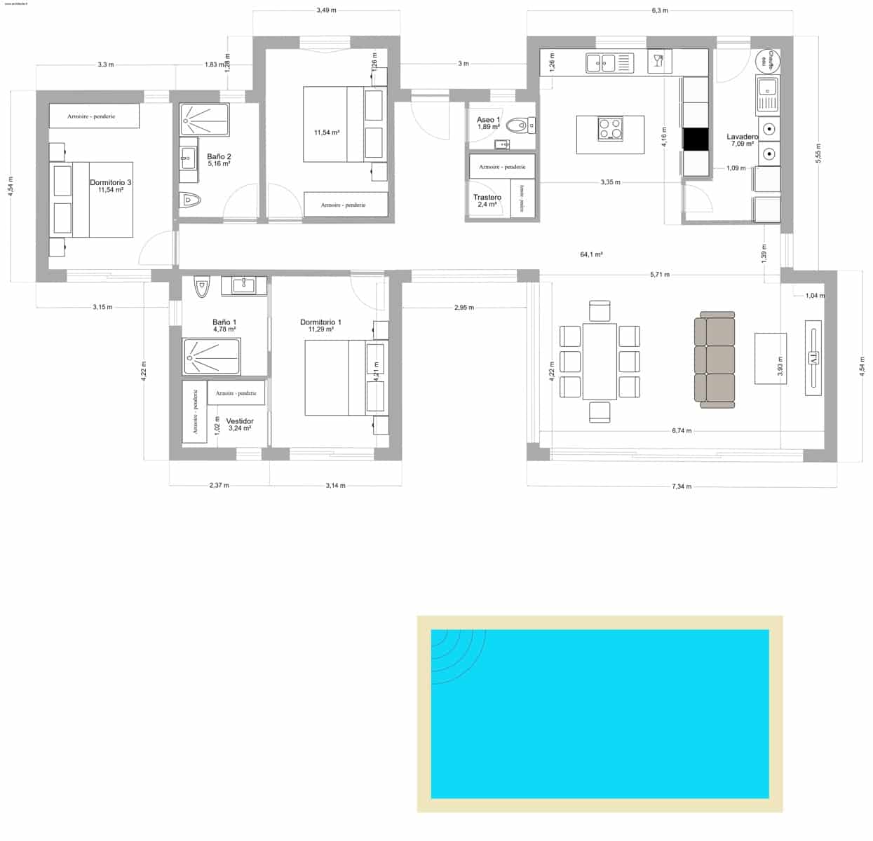 Chalet de 3 habitaciones en Pinoso en venta con piscina - 321.860 € (Ref: 9996396)