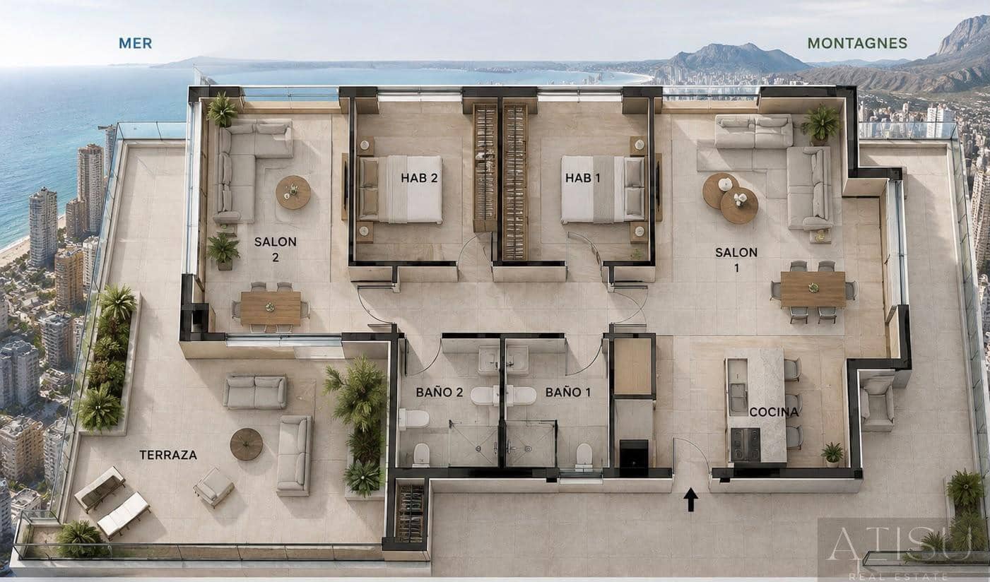 3 makuuhuone Kattohuoneisto myytävänä paikassa Benidorm mukana uima-altaan 
autotalli - 720 000 € (Ref: 10016828)